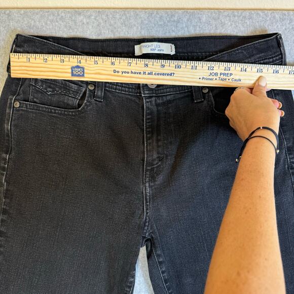 Levi’s 505 Straight Leg Jeans Women’s Size 12 Black Mid Rise Stretch Casual Mom - Picture 6 of 15